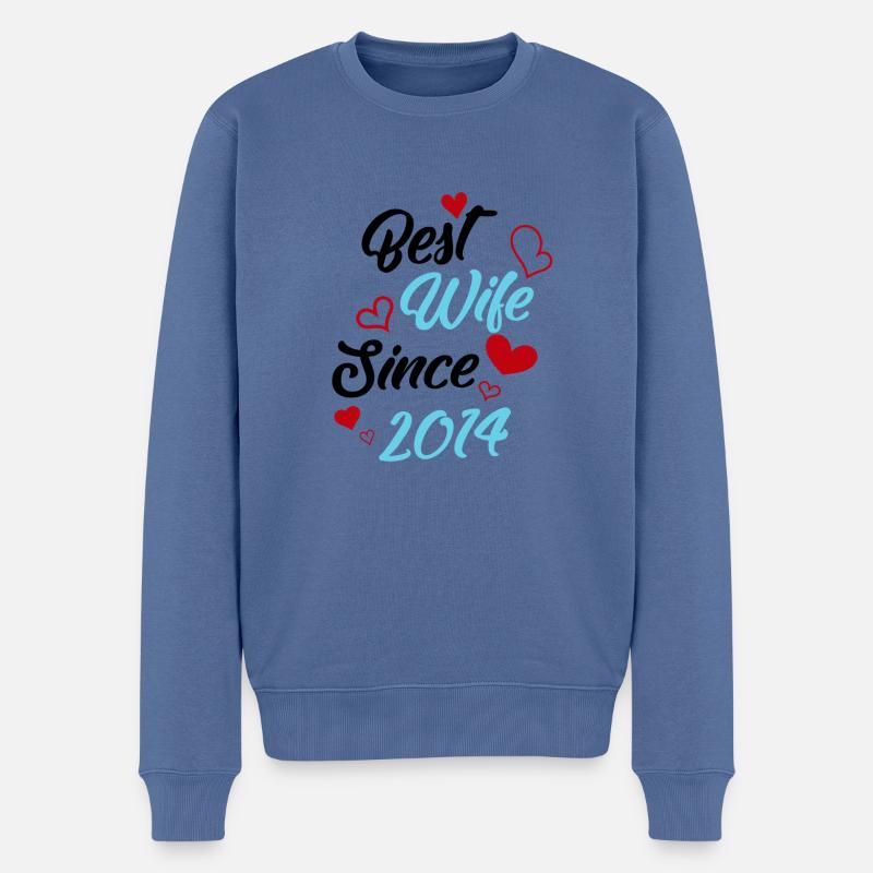 Jubiläums-Trauzeugin seit 2014 Hochzeit - Männer Premium Bio Pullover - Taubenblau