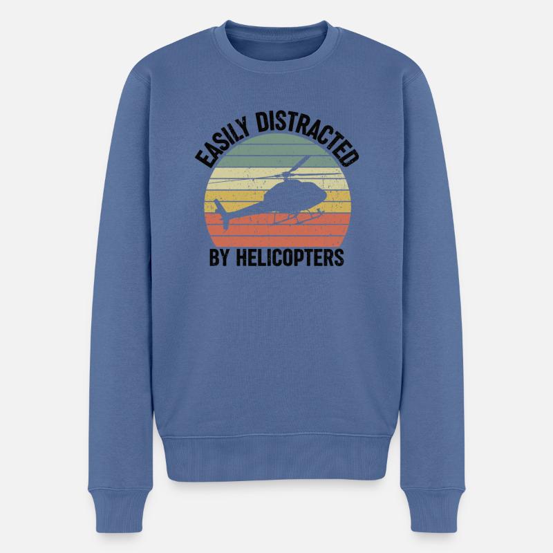 Hélicoptère Pilote d’hélicoptère Hélicoptère Héli - Pull Premium bio Homme - bleu pigeon