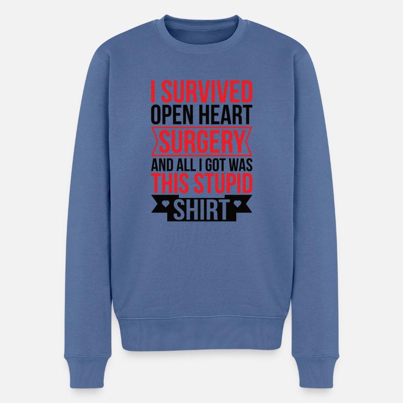 Herzinfarkt Herzoperation Herzkrank Bypass - Männer Premium Bio Pullover - Taubenblau