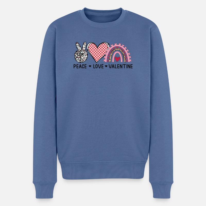 Saint-Valentin - Amour - Paix - Pull Premium bio Homme - bleu pigeon