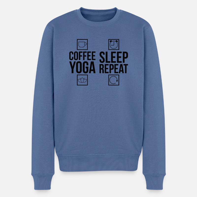 Yoga Kaffee - Männer Premium Bio Pullover - Taubenblau