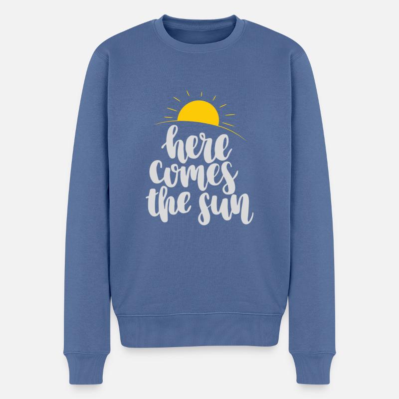 Here comes the sun - Pull Premium bio Homme - bleu pigeon