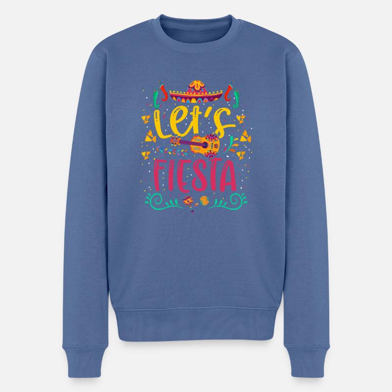 Lets Fiesta - Männer Premium Bio Pullover - Taubenblau