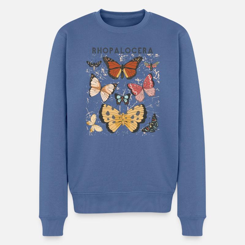 RHOPALOCERA TAGFALTER DESIGN - Männer Premium Bio Pullover - Taubenblau