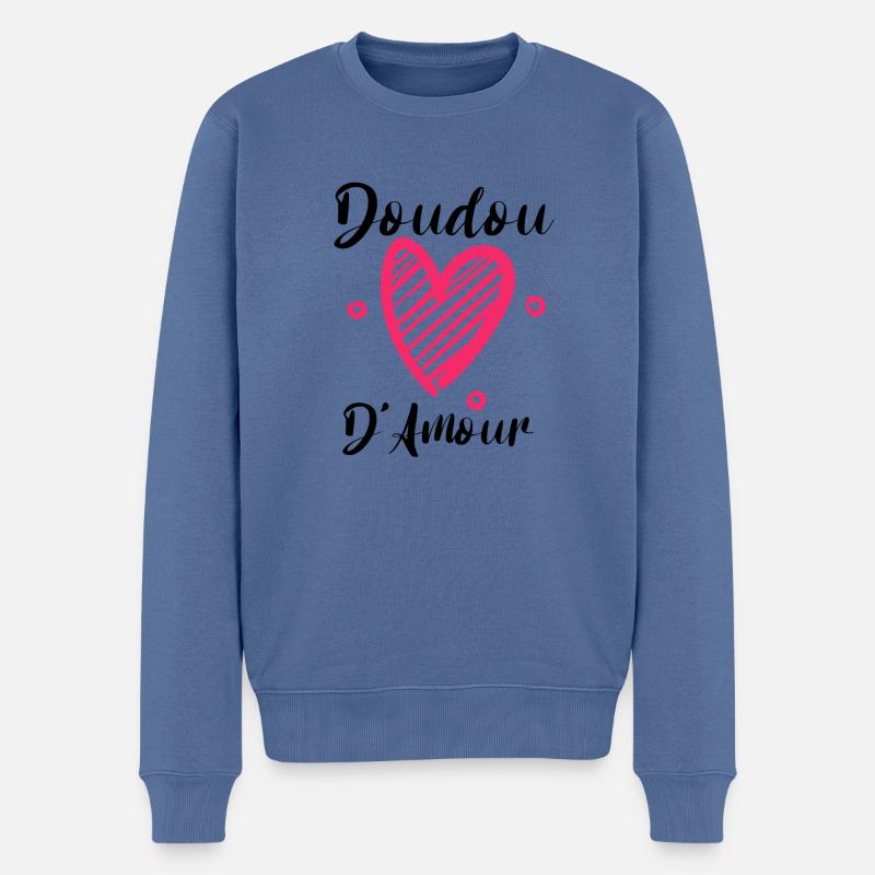 Doudou D Amour Cadeaux St Valentin - Pull Premium bio Homme - bleu pigeon