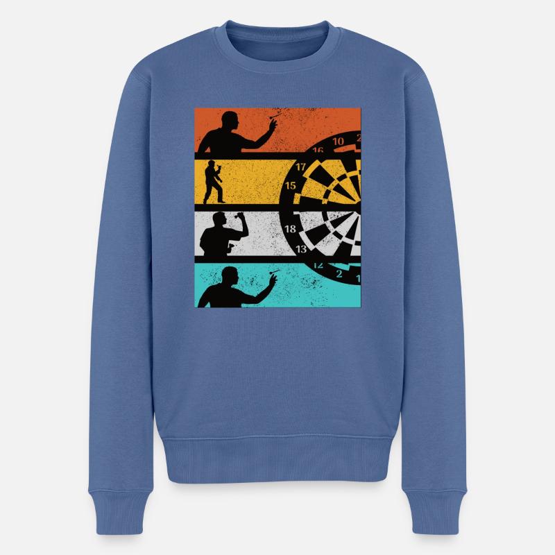 JOUEUR DE FLÉCHETTES DESIGN RÉTRO - Pull Premium bio Homme - bleu pigeon