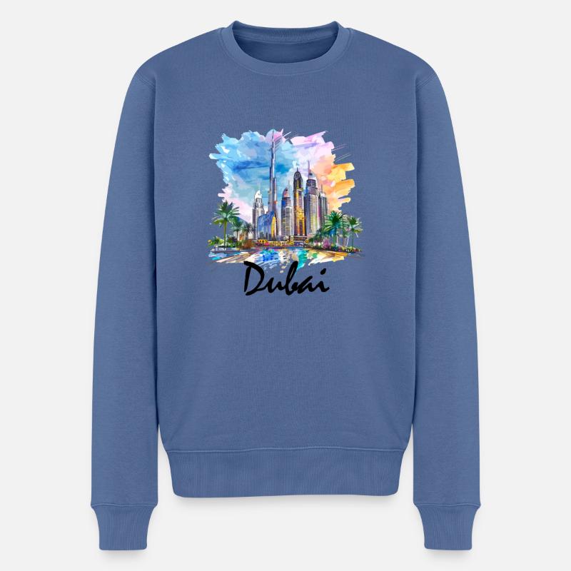 Dubai Skyline Arab Emirates - Männer Premium Bio Pullover - Taubenblau