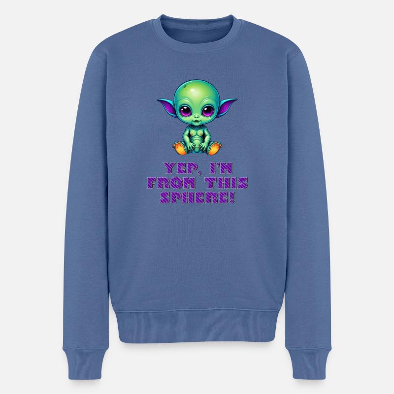 OUI, JE SUIS DE CETTE SPHÈRE ! Mignon bébé extraterrestre - Pull Premium bio Homme - bleu pigeon