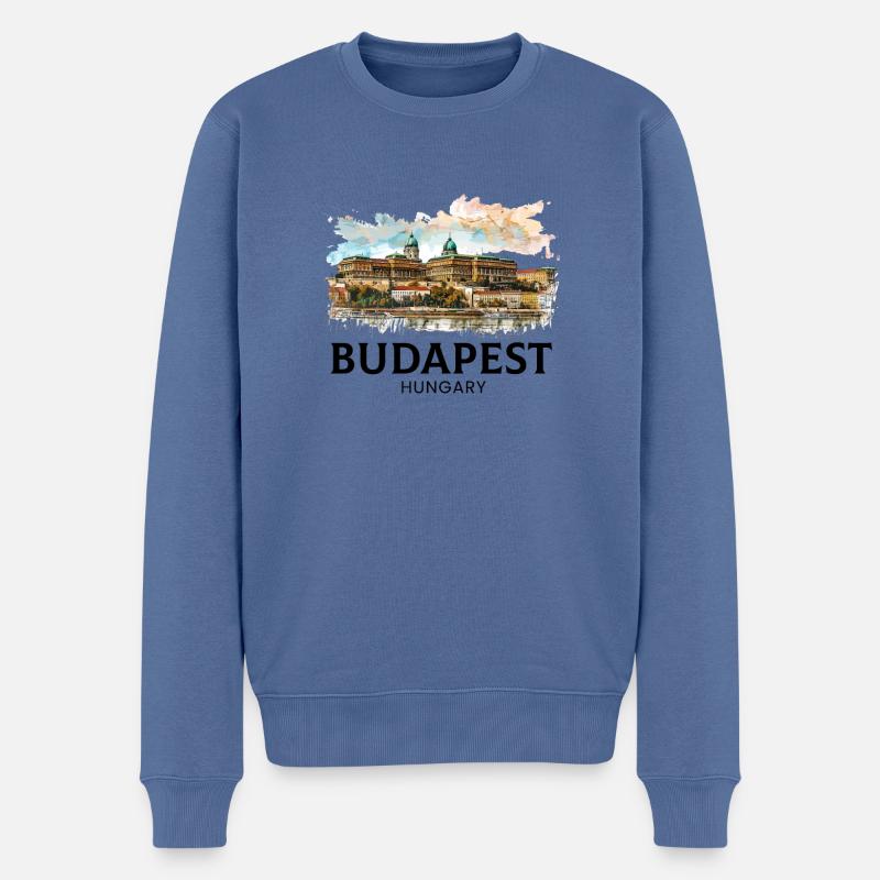 budapest Magyarorszag , Hungary - Männer Premium Bio Pullover - Taubenblau