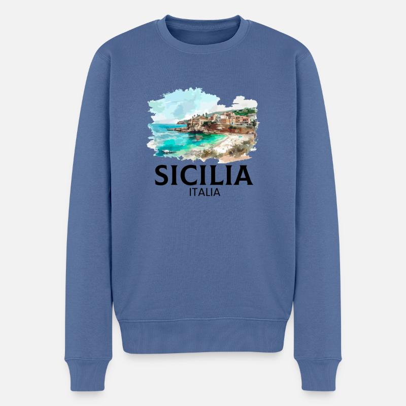 Sicilia Italia, sicilian - Männer Premium Bio Pullover - Taubenblau