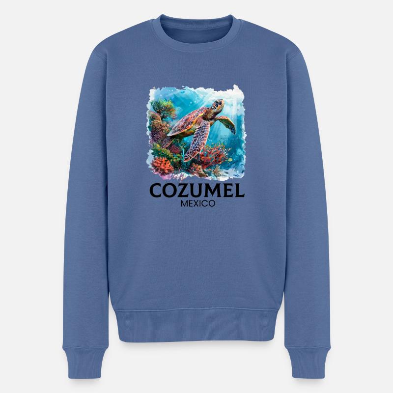 cozumel mexico, cozumel - Männer Premium Bio Pullover - Taubenblau