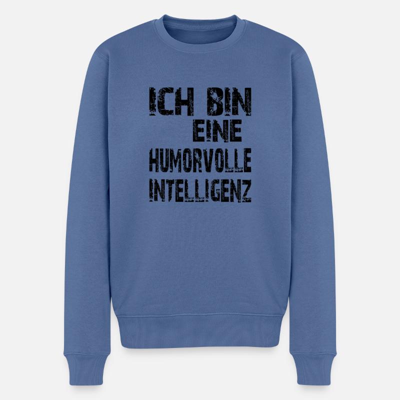 KI Spruch Ich bin eine humorvolle Intelligenz - Männer Premium Bio Pullover - Taubenblau