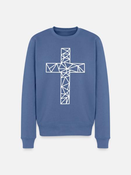 Cross Geometric Lines - Men's Premium Organic Jumper - stone blue