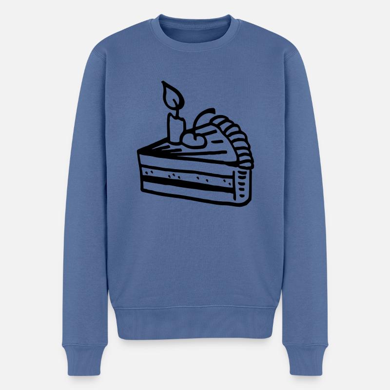 Tortenstück Kuchen / Geburtstag - Geschenk - Männer Premium Bio Pullover - Taubenblau