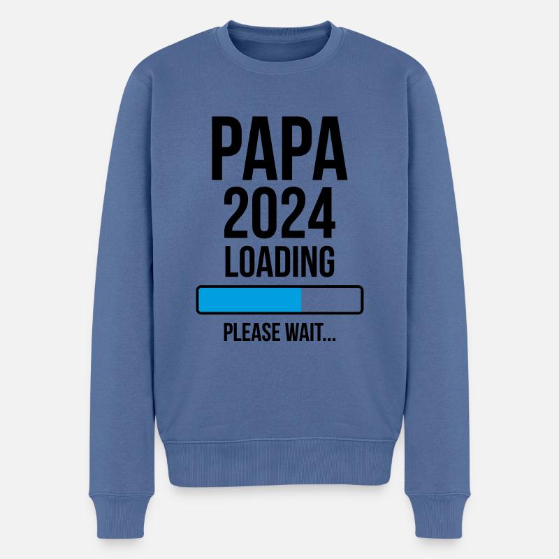 Papa 2024 Loading Please wait... - Pull Premium bio Homme - bleu pigeon