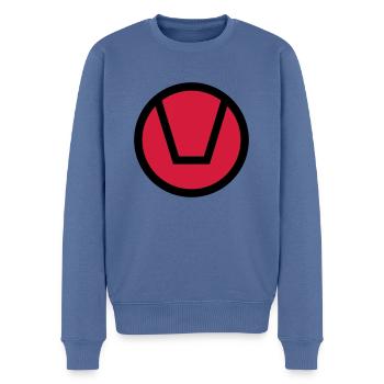 Symbole Libertin international - Pull Premium bio Homme - bleu pigeon - Devant - Nico (187cm)