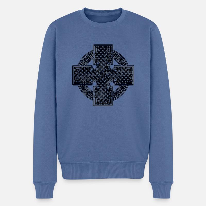 keltisches Kreuz - Männer Premium Bio Pullover - Taubenblau