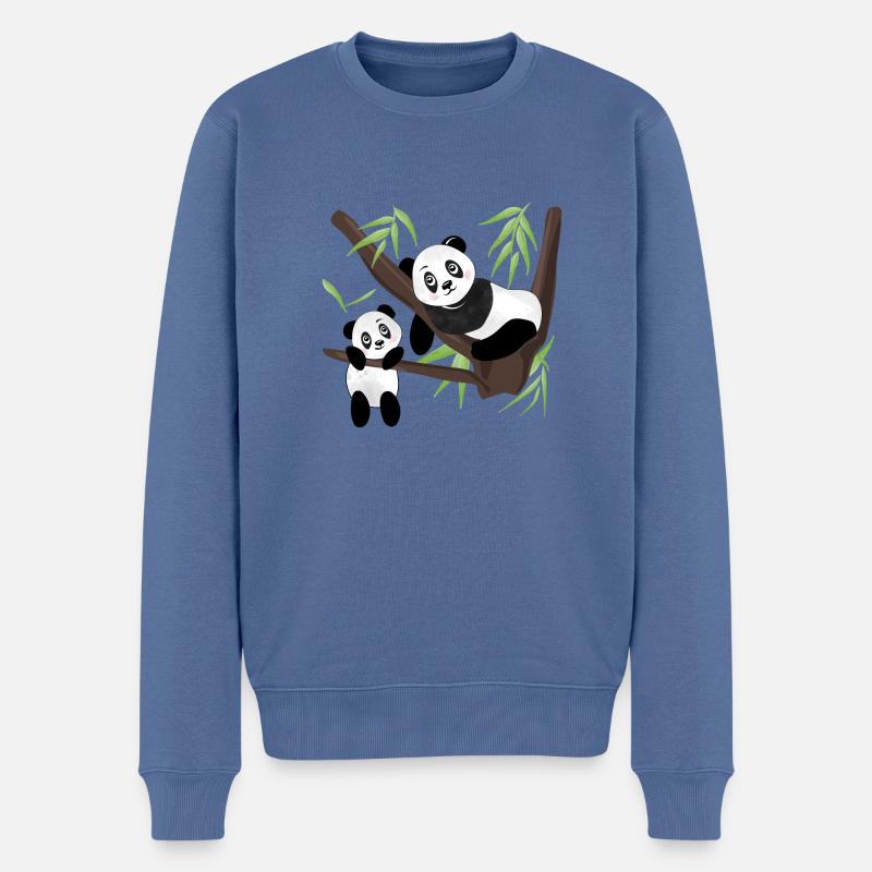 Panda - Männer Premium Bio Pullover - Taubenblau