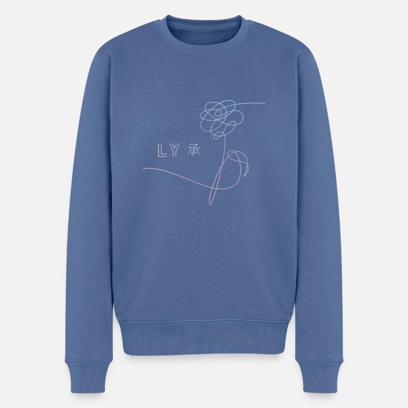 Bangtan-LY "Flower" - Männer Premium Bio Pullover - Taubenblau
