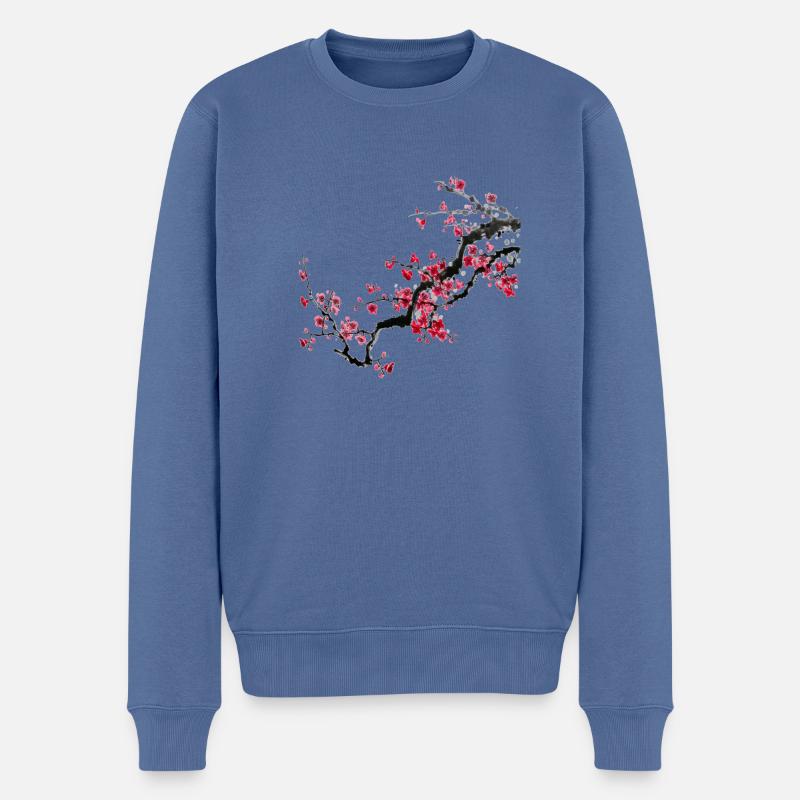 Japan Kirschbaum - Männer Premium Bio Pullover - Taubenblau