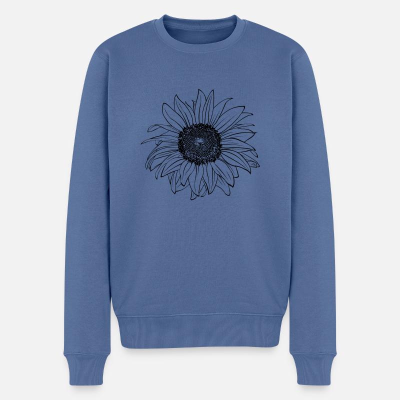 Sonnenblume - Männer Premium Bio Pullover - Taubenblau