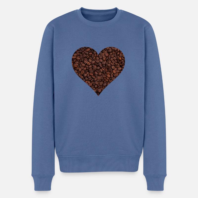 Kaffee Liebe - Männer Premium Bio Pullover - Taubenblau