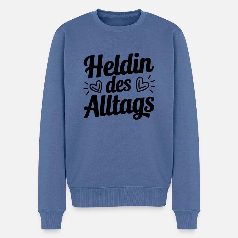 Statement Shirt: Heldin - Männer Premium Bio Pullover - Taubenblau