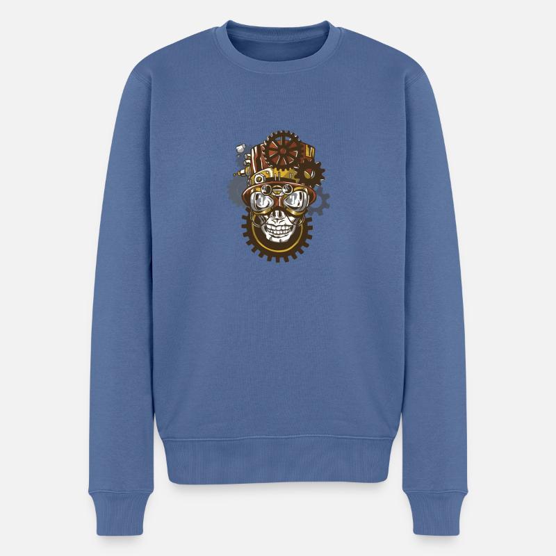 SteamPunk - Männer Premium Bio Pullover - Taubenblau