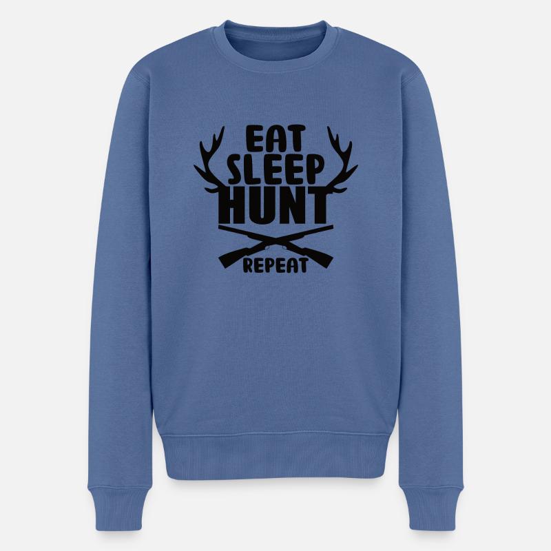 Eat sleep hunt repeat - Männer Premium Bio Pullover - Taubenblau