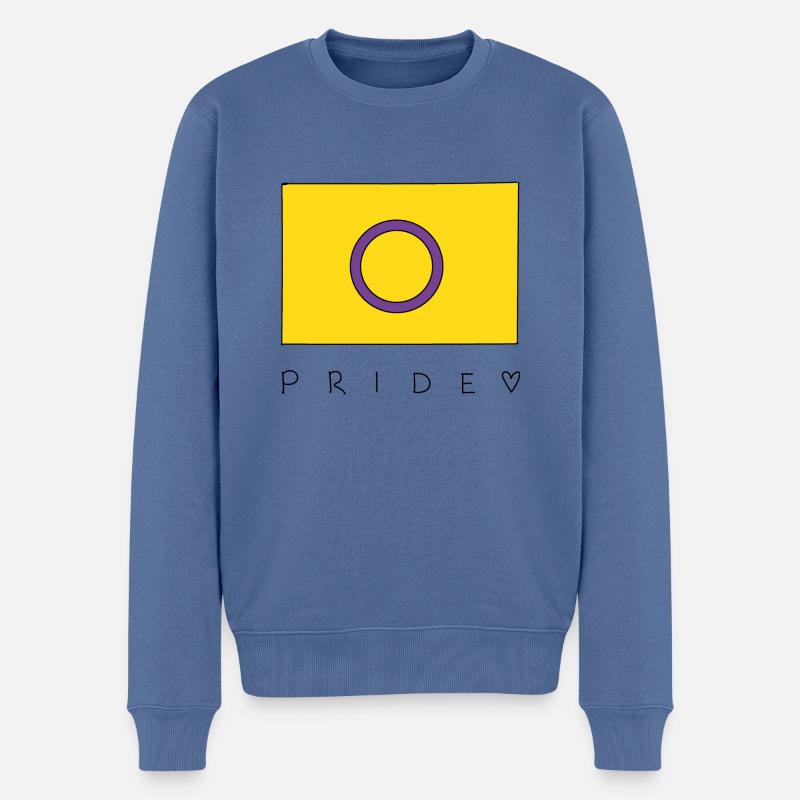 Drapeau intersexe Pride - Pull Premium bio Homme - bleu pigeon