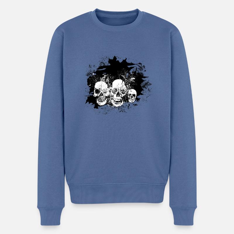Schädel Fantasie Schädel Kranich Pirat - Männer Premium Bio Pullover - Taubenblau