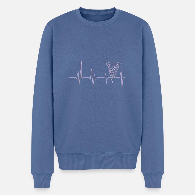 Pizza Herzschlag Ich liebe Pizza - Männer Premium Bio Pullover - Taubenblau
