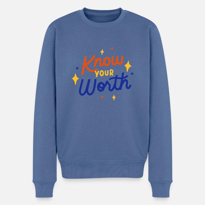 Selbstwert - Männer Premium Bio Pullover - Taubenblau