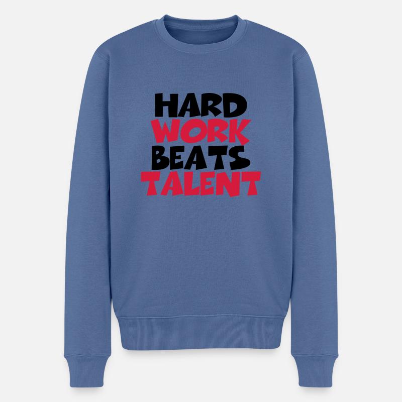 Hard work beats talent - Pull Premium bio Homme - bleu pigeon