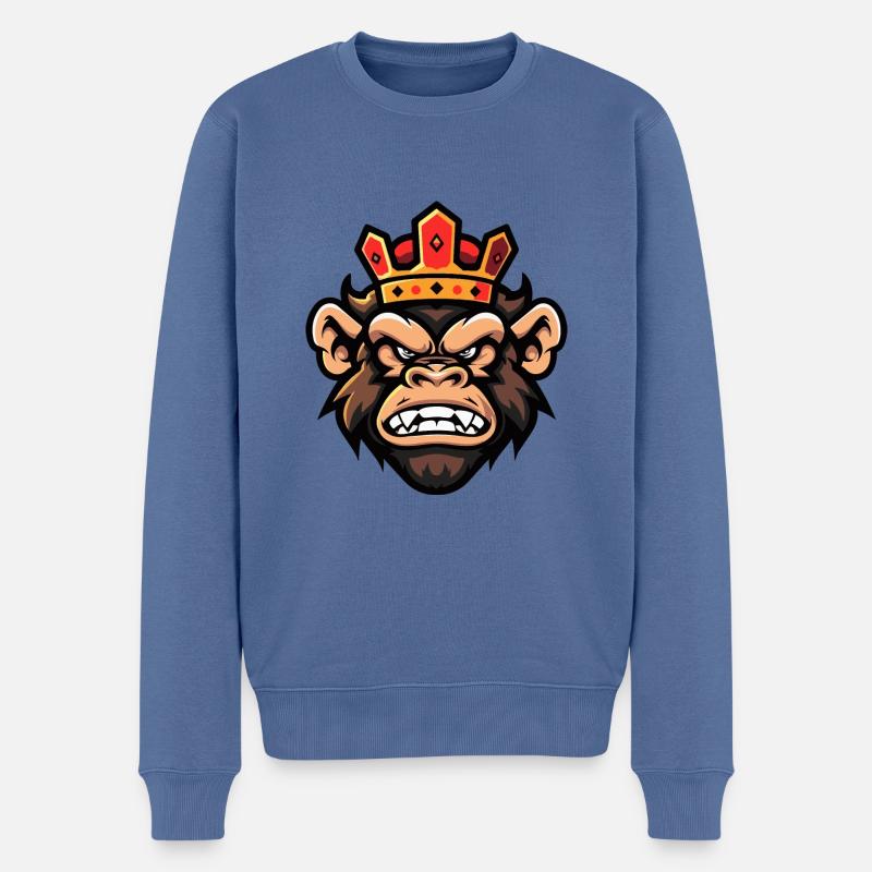 Couronne Tête de Singe - Pull Premium bio Homme - bleu pigeon