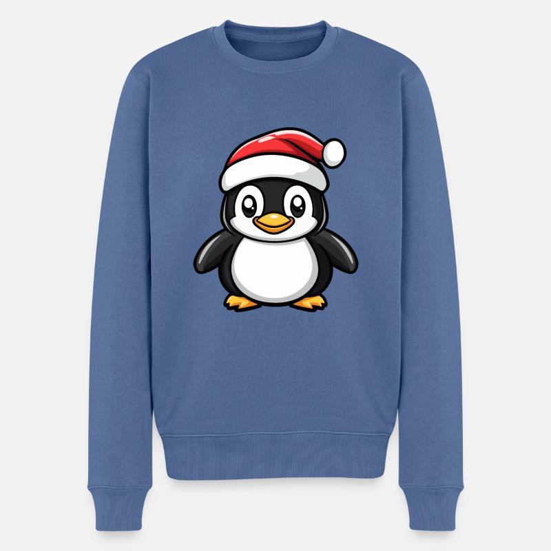 Pinguin Weihnachten Niedlich - Männer Premium Bio Pullover - Taubenblau