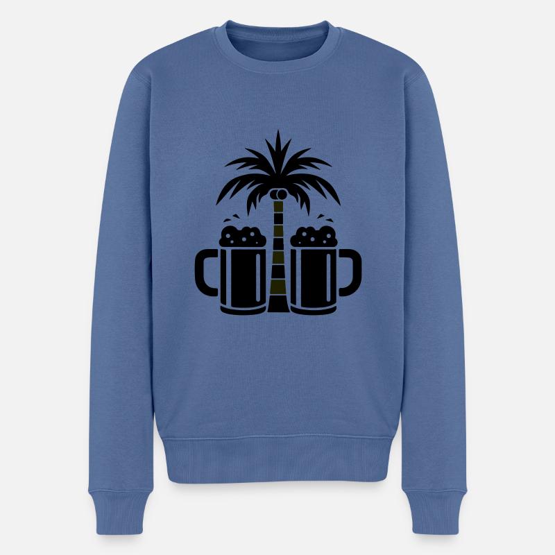 Plage de Beer Palm Trees - Pull Premium bio Homme - bleu pigeon