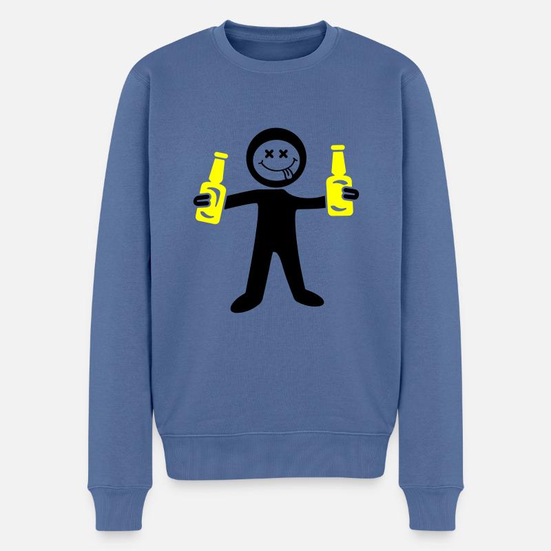 Bier Strichmännchen - Männer Premium Bio Pullover - Taubenblau