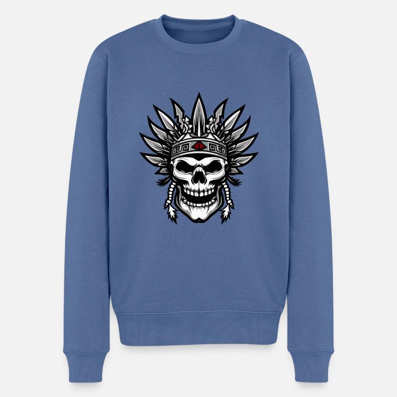 Chef Apache Skull Indien - Pull Premium bio Homme - bleu pigeon