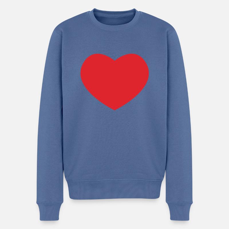 Herz - Männer Premium Bio Pullover - Taubenblau