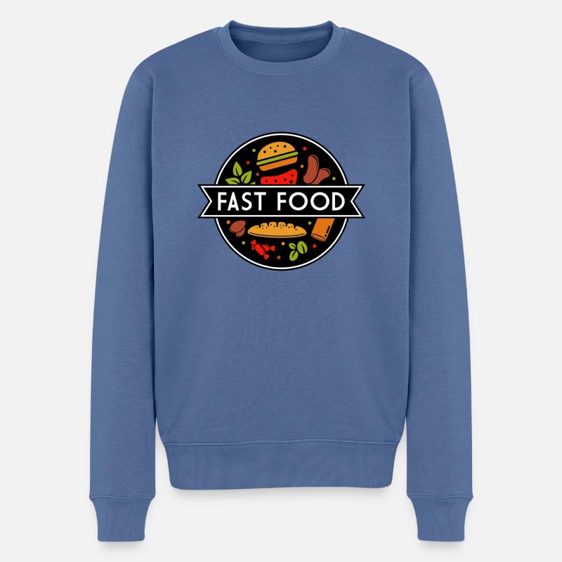 Fast food - Pull Premium bio Homme - bleu pigeon