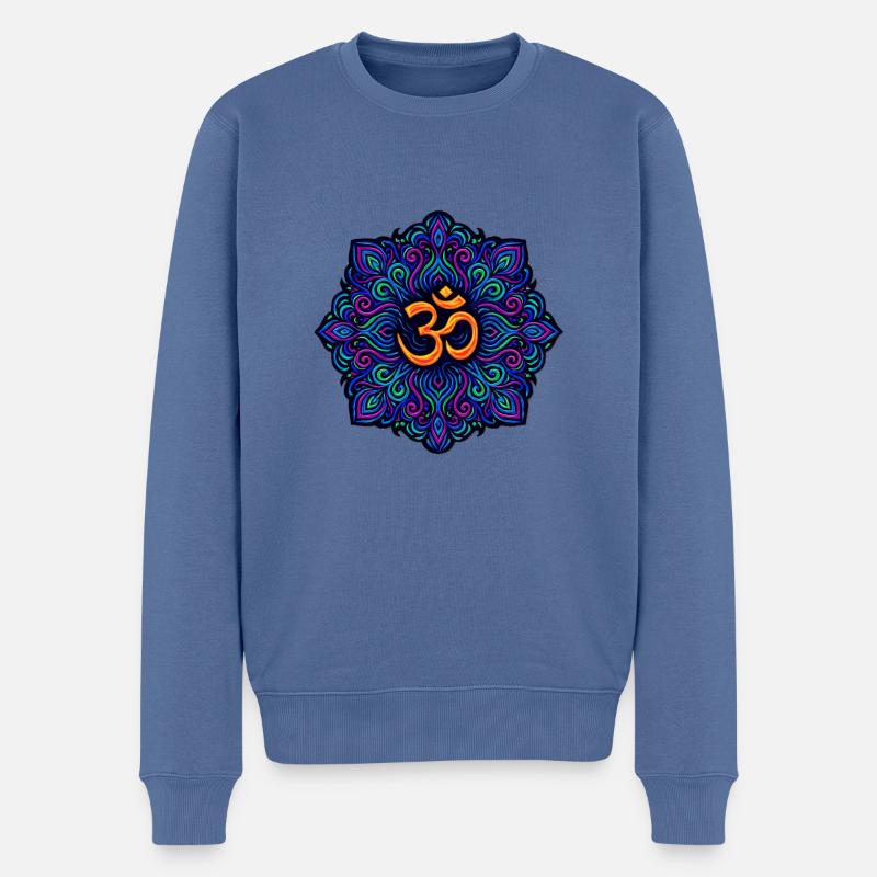 Goa Merch Mandala - Psytrance et Goa Party - Pull Premium bio Homme - bleu pigeon