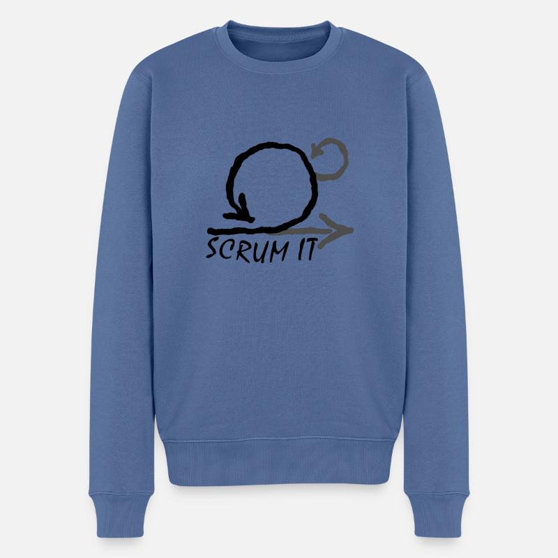 mêle-le - Pull Premium bio Homme - bleu pigeon