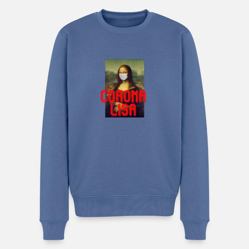 CORONA LISA - Männer Premium Bio Pullover - Taubenblau