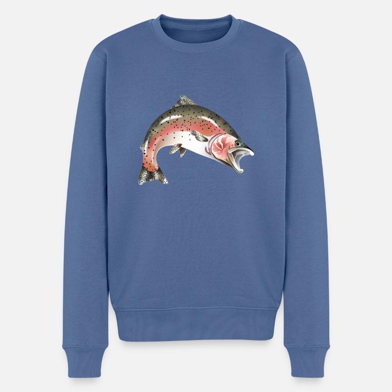 Saumon Truite Poisson - Pull Premium bio Homme - bleu pigeon
