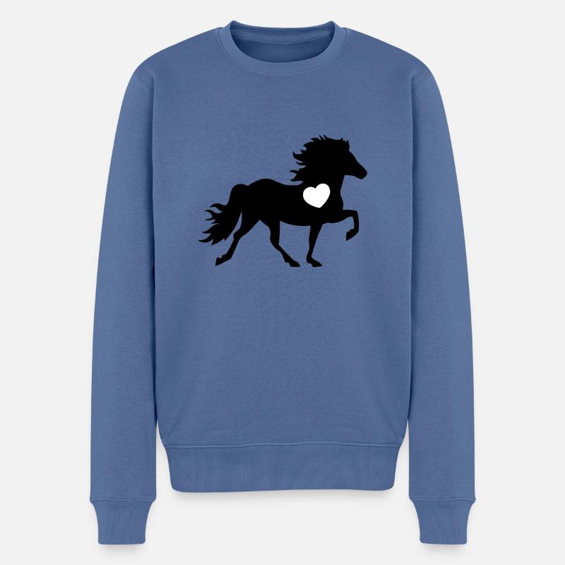 HORSE 5 HEART - Männer Premium Bio Pullover - Taubenblau