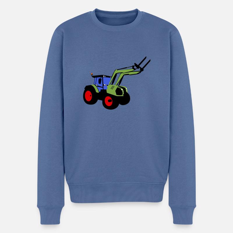traktor, Bulldog, Frontlader, Bauer - Männer Premium Bio Pullover - Taubenblau