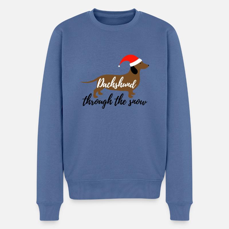 Dachshund through the snow - Männer Premium Bio Pullover - Taubenblau