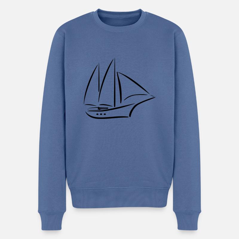 Segelschiff - Männer Premium Bio Pullover - Taubenblau