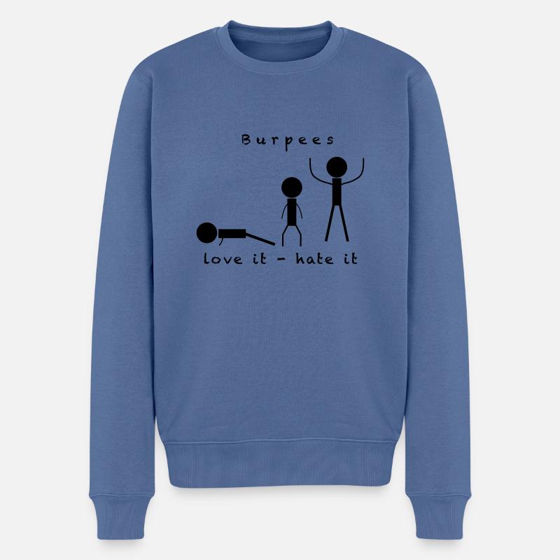 Burpees - Workout Training Fitness - Comic - Männer Premium Bio Pullover - Taubenblau